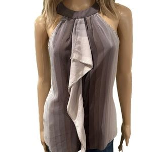 BCBG Max Azria Gray Silk Halter Top XXS